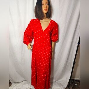 GAP Elegant Red Polka Dot Wrap Dress